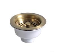 Niceminiwall Colador de fregadero de cocina, montaje de desagüe de residuos de 114 mm de diámetro, se adapta a fregadero de 83 a 90 mm, acero inoxidable, PVD, chapado en cobre, acabado dorado y blanco