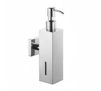 Niceminiwall Dispensador de jabón de acero inoxidable montado en la pared de 250 ml para baño, cocina, hotel, acabado plateado, dorado, negro con moderno (plata brillante)