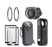 Niceminiwall Kit de protección de cámara, para Insta 360 X5, con carcasa rígida de almacenamiento, cubierta de silicona, protector de lente, protector de pantalla, paquete de accesorios