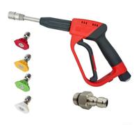 Niceminiwall Limpieza de alta presión de acero inoxidable con 4 boquillas, varita de ajuste M22 duradera, chorro ajustable para patio, entrada, equipo de lavado de automóviles (1/4)