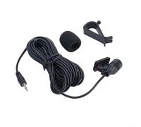 Niceminiwall Micrófono de coche con conector de 2,5 mm y cable de 5 m para reproductores de DVD GPS de coche, micrófono externo con abrazadera de fijación tipo U y esponja resistente al viento
