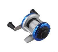 Niceminiwall Mini carrete de pesca en hielo con asas dobles, cuerpo de aluminio totalmente metálico, relación de engranajes 3.2, preenrollado con línea de 50 m, rodamientos de bolas lisos, dorado o B