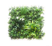 Niceminiwall Panel de pared de flores artificiales anti-ultravioleta 50X50cm Realista Decoración de jardín interior y exterior Hoja verde pared viva (B)