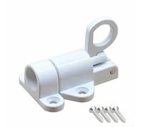 Niceminiwall Pestillo de resorte automático de aleación de aluminio para puertas y ventanas abatibles, 58 x 44 mm, perno de cierre automático con tirador de anillo, negro/blanco/plata, incluye