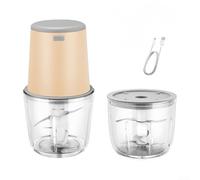 Niceminiwall Picador eléctrico de carne y picador de alimentos con dos cuencos de procesamiento para verduras, carne y cebolla, diseñado para un uso rápido y seguro (amarillo)