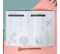 Niceminiwall Planificador de boda y libro organizador: cuenta regresiva de 12 meses con secciones para novias, listas de verificación mensuales semanales, portátil de 21 x 15 cm (flores de harina)