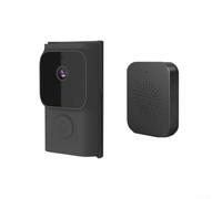 Niceminiwall Timbre de video WiFi para aplicación con comunicación bidireccional y cámara de seguridad inalámbrica para el hogar, timbre de puerta para interiores y exteriores (negro)