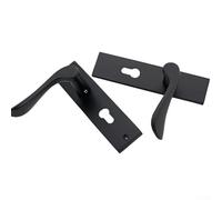 Niceminiwall Tirador de puerta negro mate con cerradura y caja de llaves, placa trasera de palanca de desplazamiento de aluminio espacial, juego completo de cerradura de mortaja para puertas