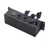 Niceminiwall Toma de corriente de 12 V con protector de sobrecarga y puertos USB duales, accesorio de bloque de terminales impermeable para marina, RV, barco, camión, caja de alimentación de