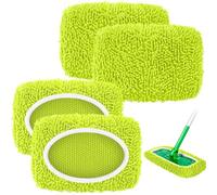 Nicemiya Juego de 4 paños húmedos para el suelo Swiffer con bolsa de lavandería, reutilizables, microfibra, ideal para mopas Swiffer Wet & Dry Starter (4 unidades, verde amarillo)