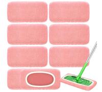 Nicemiya Paquete de 8 almohadillas reutilizables compatibles con Swiffer Sweeper, almohadillas lavables de forro polar coral, paños de limpieza secos y húmedos (rosa, no incluye fregona)