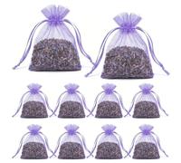 NiceNaiils 10 x Ambientador Armario Ropa de Lavanda Seca Natural, Saquitos de Lavanda para Cajones, Antipolillas y Relajante para Dormir, Bolsas de Gasa con Cordón para Fragancia Fresca