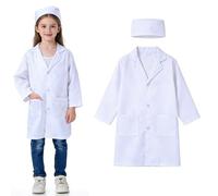 NiceNaiils Bata médica para niños, Party Disfraz de juego de rol de Doctor para niños Disfraz de doctor para Disfraces, bata de laboratorio, delantal y gorra para regalos a partir de 3 4 5 6 años