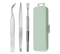 NiceNaiils Kit de 3 Pinza Garrapatas y Pulgas para Perros y Gatos, Herramienta de Acero Inoxidable para Eliminar Parásitos con Caja Portátil, Accesorios de Higiene de Mascotas
