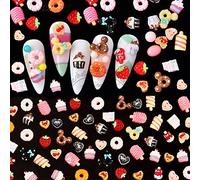 NICENEEDED 100 piezas 3D Flatback Resin Sugar Nail Art Charms, Baba de Uñas Sweet Candy Icecream, Encantos de Estilos Surtidos Accesorios de Uñas para Joyería de Diseño de Uñas
