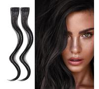 NICENEEDED 2 PCS Clip Negro En Flequillo Falso, Clip de Pelo En Extensiones Faux Bangs, Ondulado Rizado Largo Lado Aire Flequillo Clips Piezas de Cabello Pasadores