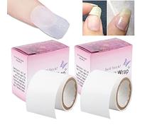 NICENEEDED 2 rollo de Envoltura de Uñas de Seda Autoadhesiva, Cinta de Vendaje Fácil de Recortar para Reparar Puntas de Uñas Dañadas, Pegatinas de Fibra de Vidrio de Extensión de Arte de Uñas