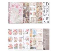NICENEEDED 20 hoja de Libro de Pegatinas para Álbum de Recortes, Pegatinas Washi para Álbumes de Recortes, Pegatina de Papel Decorativo Estético Efímero de Flores