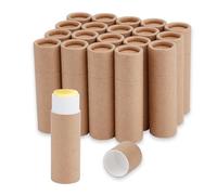 NICENEEDED 20 Tubo de Bálsamo Labial de Cartón, Tubo de Lápiz Labial de Papel Kraft Rellenable, Envase de Cartón Redondo Vacío para Brillo Labial