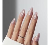 NICENEEDED 24 PIEZA Uñas Postizas con Diseño de Ojo de Gato, Uñas Postizas de Almendra Mediana Uñas Acrílicas Rosas, Uñas Postizas Adhesivas de Cobertura Total para Uñas Artificiales