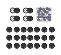 NICENEEDED 25 Pieza de Botones Cubiertos de Cuero PU, Botones Redondos Negros de 15mm, Botón de Piel Sintética para Coser En Tapicería, Botón de Vástago Tejido