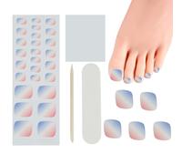 NICENEEDED 26 unidades de gel semiendurecido tiras de uñas arco iris pedicura pegatinas para dedos de los pies luz UV requerida calidad salón larga duración