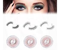 NICENEEDED 3 par de Pestañas Postizas Autoadhesivas, Extensiones de Pestañas Postizas de Ojos Completos Y Esponjosas, 3 estilos Reutilizables Sin Pegamento Pestañas Artificiales Rizadas Autoadhesivas