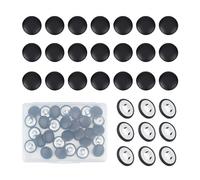NICENEEDED 30 pieza de Botones Cubiertos de Cuero PU de 20 mm, Botones Redondos Negros, Botón de Cuero Sintético con Vástago para Coser En Tapicería, Tejer, Decoración Artesanal DIY
