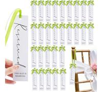 NICENEEDED 36 PCS 18.5 x 4.3 cm Reserved Signs for Wedding Chairs, This Row is Reserved Seating Signs, Hanging with Ribbon Signs for Wedding Church Events Pews Chair