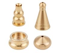 NICENEEDED 4 Mini Porta Incienso de Latón, Quemador de Incienso de Cobre con Forma de Cono Y Soporte de Placa Dorada, Atrapa Cenizas de Metal como Decoración para el Hogar