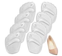 NICENEEDED 4 pares de cojines de bola de pie, almohadillas metatarsianas reutilizables de tacón alto, alivio del dolor de pie de bola de silicona para alivio del dolor durante todo el día