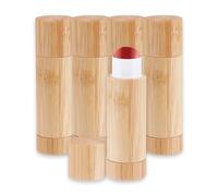 NICENEEDED 4 Tubo de Lápiz Labial de Bambú de 5g, Tubo de Bálsamo Labial Rellenable DIY, Recipientes Vacíos con Interior de Plástico Transparente para Maquillaje de Mujer.
