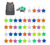 NICENEEDED 40 colgantes reflectores de seguridad, colgante reflector de estrella con cadenas, llavero reflectante impermeable con cremallera, llavero reflector, llavero seguro para bolsa peatonal,