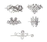 NICENEEDED 5 pieza de Pinzas para el Cabello Vikingo Celta, Horquillas de Pelo Celta Vintage, Metal Knot Hair Stick Hair Slide Clip Hair Barrette Retro Accesorios para el Cabello para Niñas Y Mujeres