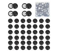 NICENEEDED 50 Uds. Botones Cubiertos de Cuero PU, Botones Redondos Negros de 11.5 mm, Botón de Piel Sintética con Vástago para Coser En Tapicería