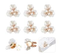 NICENEEDED 6 PCS Fundas para Botones de Puño con Flor de Perlas de Imitación de Concha, Gemelos Desmontables de Aleación Galvanizada