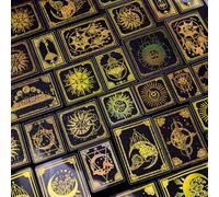 NICENEEDED 90 Pieza de Pegatinas Holográficas de Astrología Doradas, Juego de Pegatinas Láser Transparentes, Calcomanías de Luna Brillante para Scrapbooking