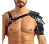 NICENEEDED Armadura Medieval de Un Solo Hombro, Arnés de Caballero Gladiador de Cuero PU con Armadura de Un Solo Hombro Ajustable