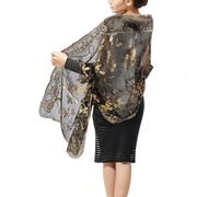 NICENEEDED Bufanda Con Lentejuelas Negras Bufandas De Tulle Desmontables Para Damas Brillante Capa Bufanda Con Flecos Para La Fiesta De Boda De Noche