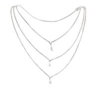 NICENEEDED Cadena Trasera de Doble Capa, Collar de Fondo de Diamantes de Imitación, Joyería Nupcial del Cuerpo de la Boda de la Cadena del Hombro del Bikini de la Gota de Agua Cristalina