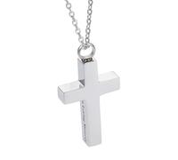 NICENEEDED Collar con Cruz de Cremación para Cenizas, Colgante de Medallón con Urnas Cruzadas, Collar con Soporte para Cenizas de Plata, Joyería Conmemorativa de Acero Inoxidable