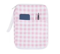 NICENEEDED Funda protectora para libros con cremallera y bolsillo frontal, funda de libro a cuadros rosa, bolsa multifuncional impermeable para los amantes de los libros
