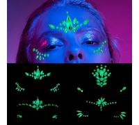 NICENEEDED las Gemas Faciales de Brillan En la Oscuridad, 4Pcs Luminous Mermaid Face Gems Glitter Face Joyas para Tatuajes Temporales de Fiesta de Festival