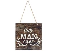 NICENEEDED Letrero de Madera para la Cueva del Hombrecito, Palet de Madera Vintage con Forma de Cornamenta de Little Man Cave para Dormitorio.