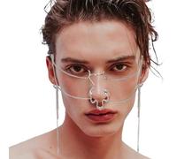 NICENEEDED Máscara Facial Mecánica Punk, Cadena de Cara Cyber Punk, Mascarada Gótica Steam Media Máscara Accesorios para Desgaste Facial
