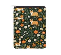 NICENEEDED Protector de Libro de Flores de Gato con Cremallera, Portadores de Libros Medianos Fundas Impermeables para Libros con Bolsillo Frontal, Fundas de Libros Lavables.