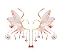 NICENEEDED Puños para Las Orejas de Elfo de Hadas, Orejas de Sirena Rojas Orejas de Sirena Puños de Oreja de Princesa Elfa con Borla, Envoltura de Orejas de Mariposa