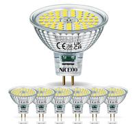 NICEOO Bombilla LED MR16 GU5.3 Blanco Frío AC 12V, 6.5W Equivalente de 60W Lámpara Halógena, 6000K 700 Lúmen, Sin Parpadeo Lámpara Reflectora, Ángulo de Haz de 120°, No Regulable, Paquete de 6