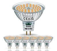 NICEOO Bombilla LED MR16 GU5.3, No Regulable,6.5W Equivalente de 50W Lámpara Halógena,Blanco Cálido 2700K 615 Lúmen, CA/CC 12V, Sin Parpadeo Lámpara Reflectora, Ángulo de Haz de 120°,Paquete de 6