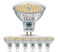 NICEOO Bombillas LED MR16 GU5.3 Blanco Cálido 3000K 650 Lúmen, 6,5W Equivalente de 55W Lámpara Halógena, AC/DC 12V, Sin Parpadeo Lámpara Reflectora, Ángulo de Haz de 120°, No Regulable, Paquete de 6